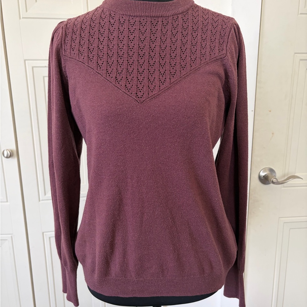 3/$15! Maurices Pointelle Illusion Sweater - Plum
